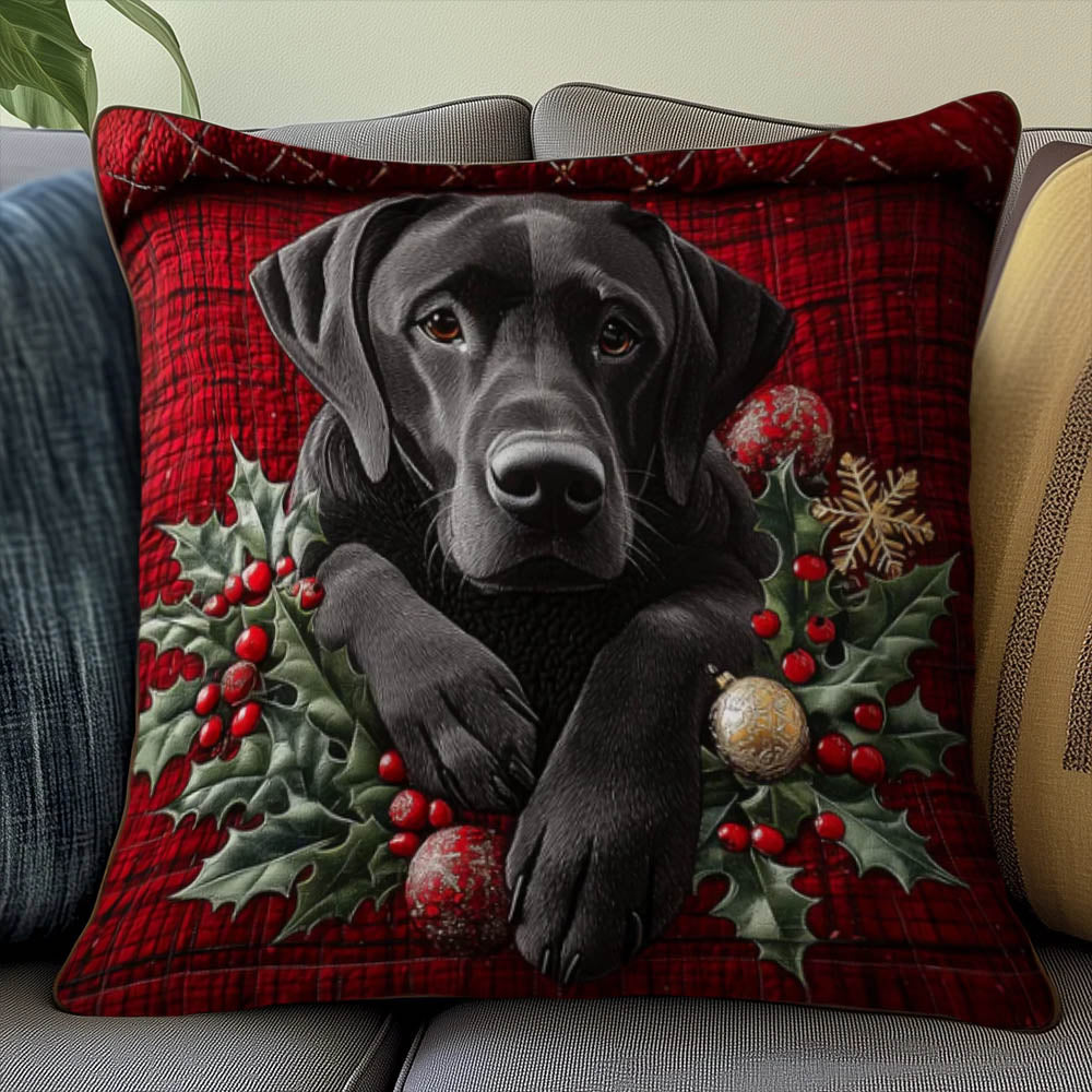Festive Labrador Quilted Pillow Case