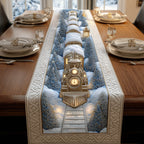 Wintry Train Tracks Quilted Table Runner