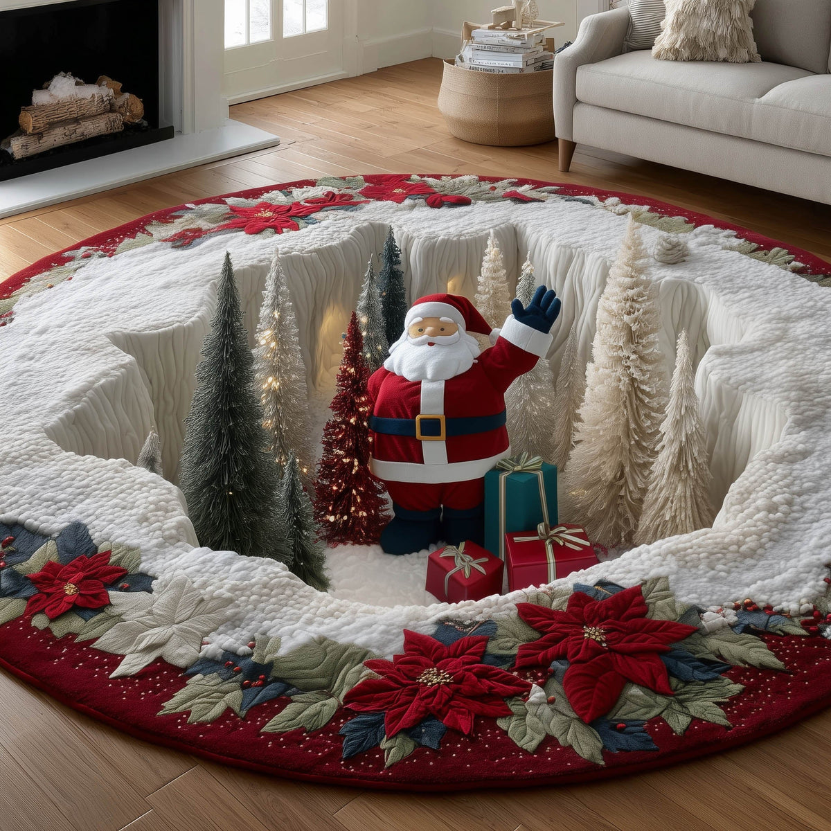Christmas Santa Quilted Round Mat