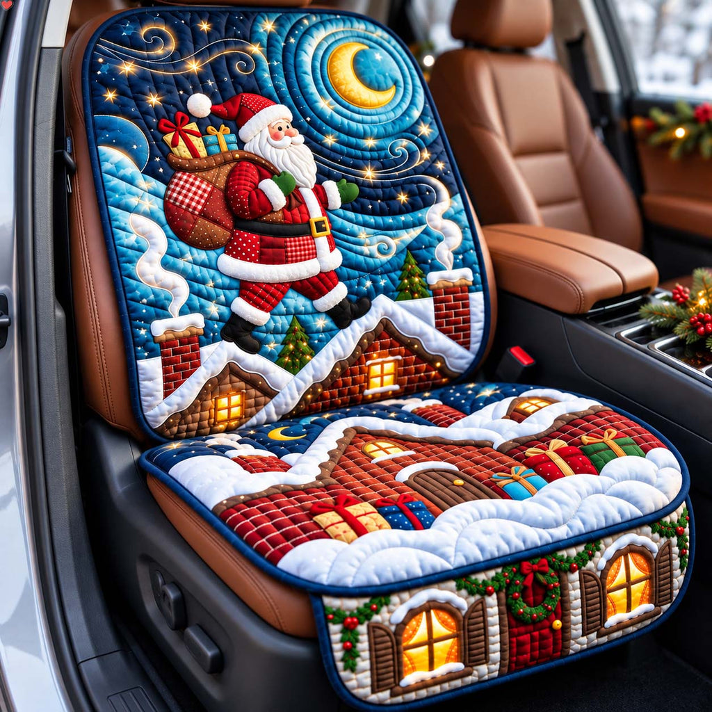 Rooftop Starlight Santa on Chimney Quilted Car Seat Protector