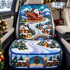 Mountain Trail Santa Sleigh Ride Quilted Car Seat Protector