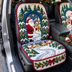 Enchanted Pine Forest Santa Sleigh Quilted Car Seat Protector