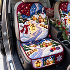 Cozy Cottage Lantern Snowman Quilted Car Seat Protector