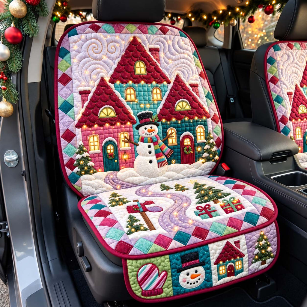 Candyland Gingerbread Snowman House Quilted Car Seat Protector