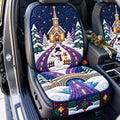 Historic Winter Chapel Snowman Walk Quilted Car Seat Protector