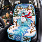 Frozen Pond Skating Snowman Quilted Car Seat Protector