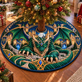 Mystic Jade Dragon Realm Quilted Tree Skirt