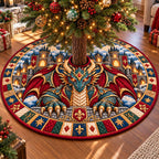 Crowned Golden Dragon Guardian Quilted Tree Skirt
