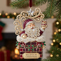 Shimmering Sparkly Jeweled Santa Claus Christmas Mica Ornament