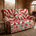 Peppermint Candy Cane Twist Quilted Sofa Cover