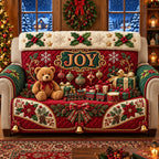 Fireside Knit Holiday Stocking Quilted Sofa Cover