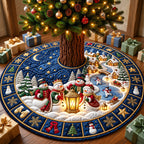 Enchanted Midnight Snowman Castle Quilted Tree Skirt