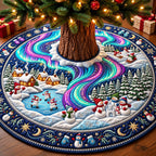 Northern Lights Glacial Snowman Quilted Tree Skirt