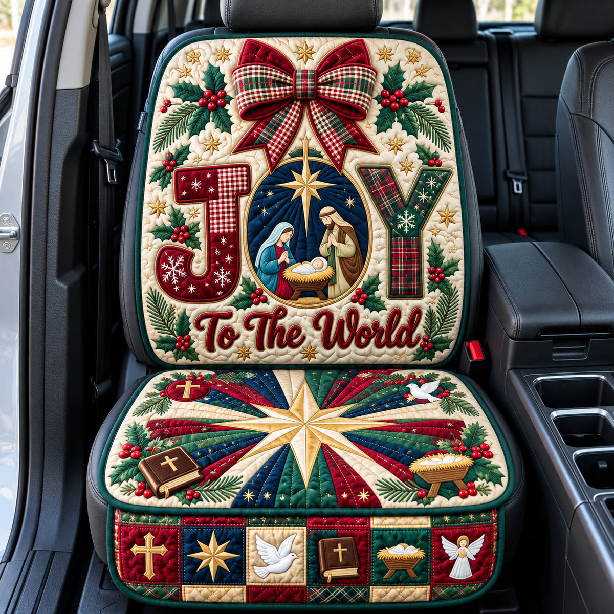 Joy To The World Bethlehem Star Quilted Car Seat Protector