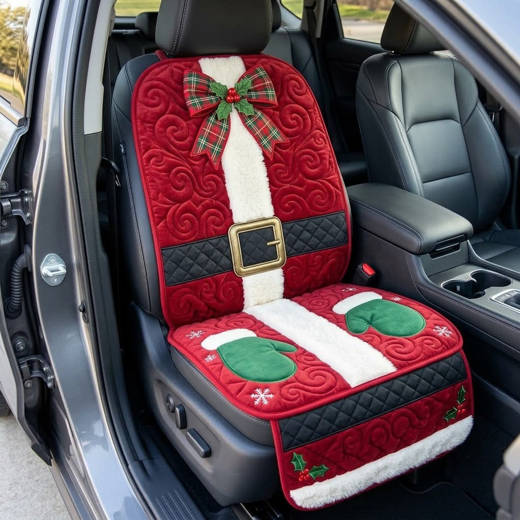 Santa Claus Velvet Suit Belt Quilted Car Seat Protector