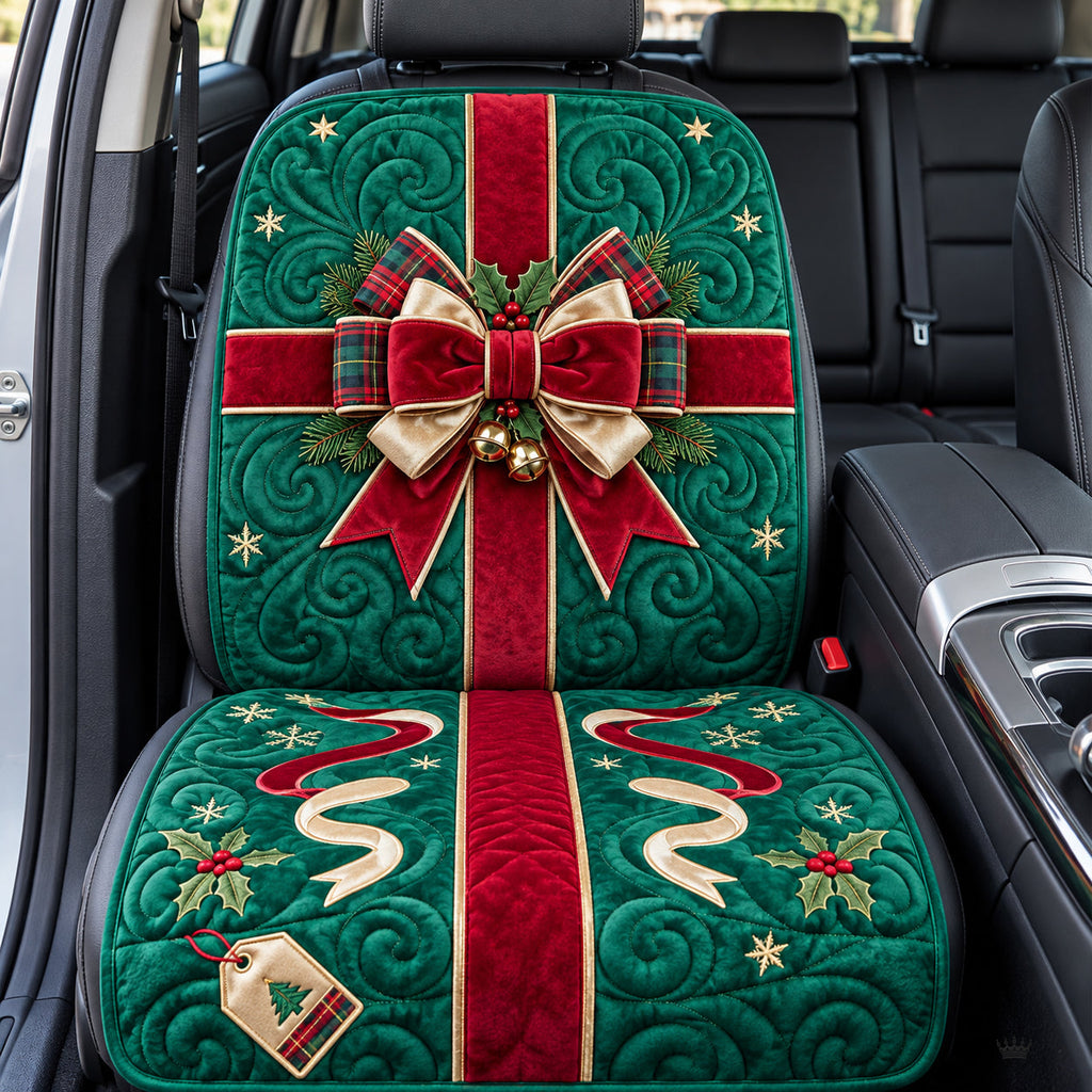 Holiday Wrapped Gift Bow Quilted Car Seat Protector