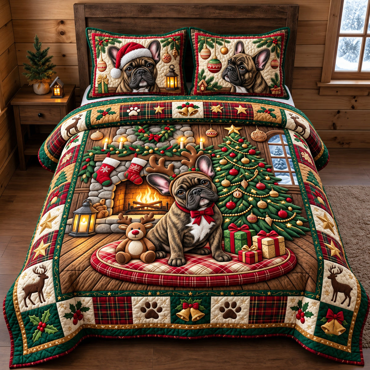 Chubby Puppy Winter Snuggle Quilted Bedding Set