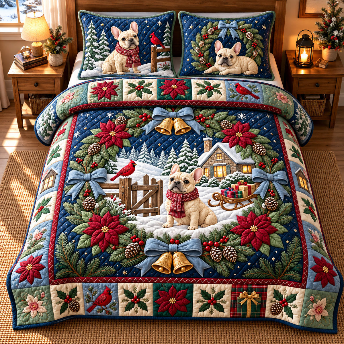 Fireside Snoozing English Mastiff Quilted Bedding Set