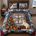 French Bulldog Santa Hat Quilted Bedding Set