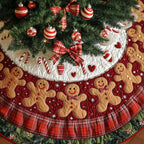 Festive Gingerbread Cookie Quilted Tree Skirt