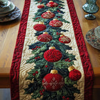 Christmas Ornaments Quilted Table Runner