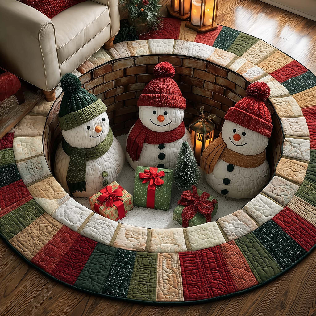 Winter Wonderland Festive Snowman Quilted Round Mat