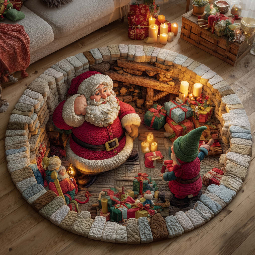 Mischievous Holiday Merrymaking Quilted Round Mat