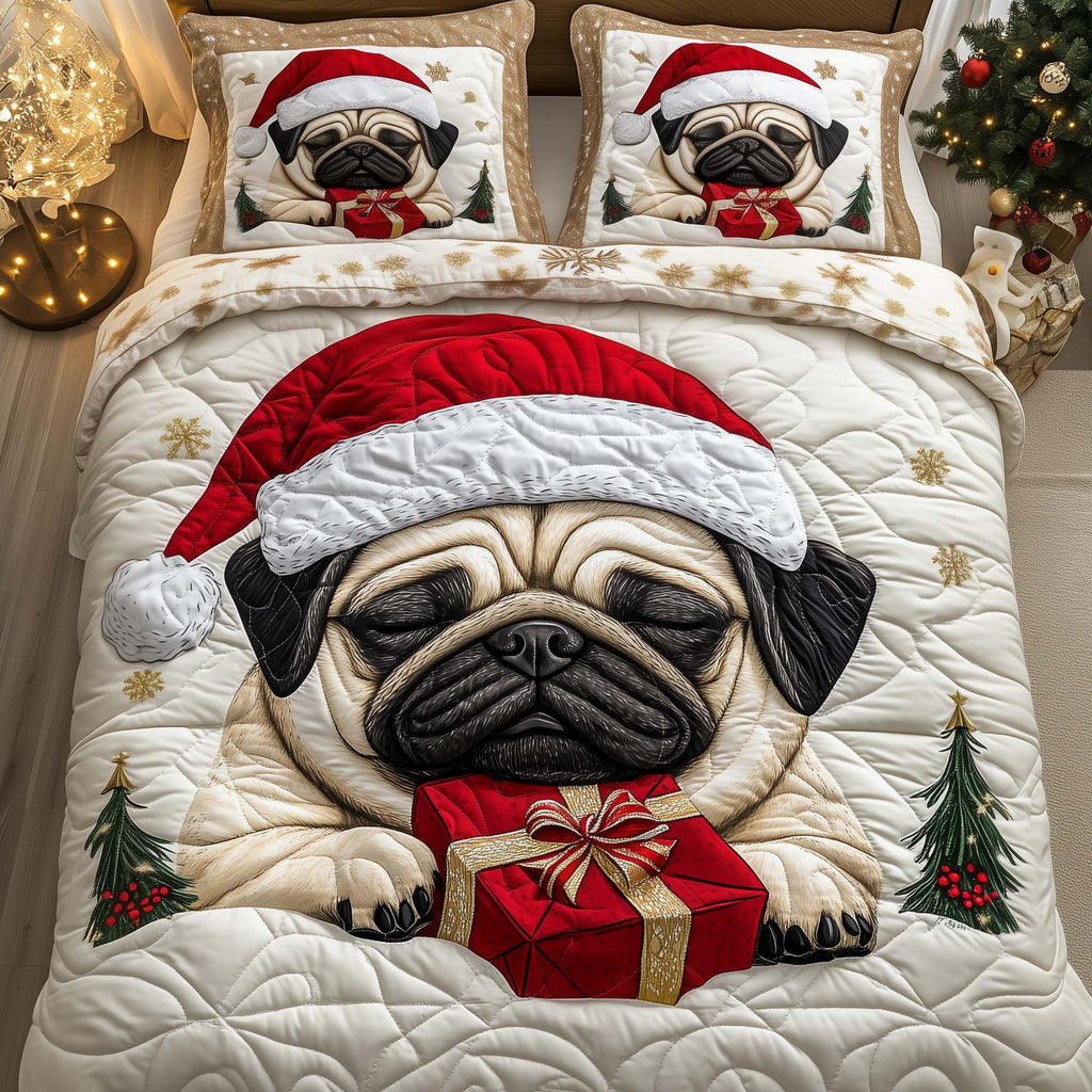 Playful Pugmas Snuggle Duvet Cover Set