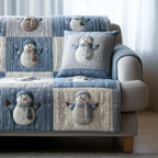 Festive Snowmen Quilted Sofa Cover