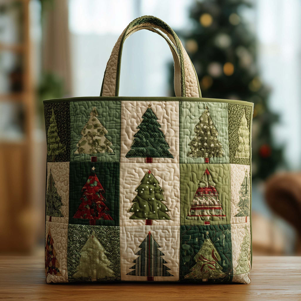Mosaic Holiday Squares Quilted Tote Bag