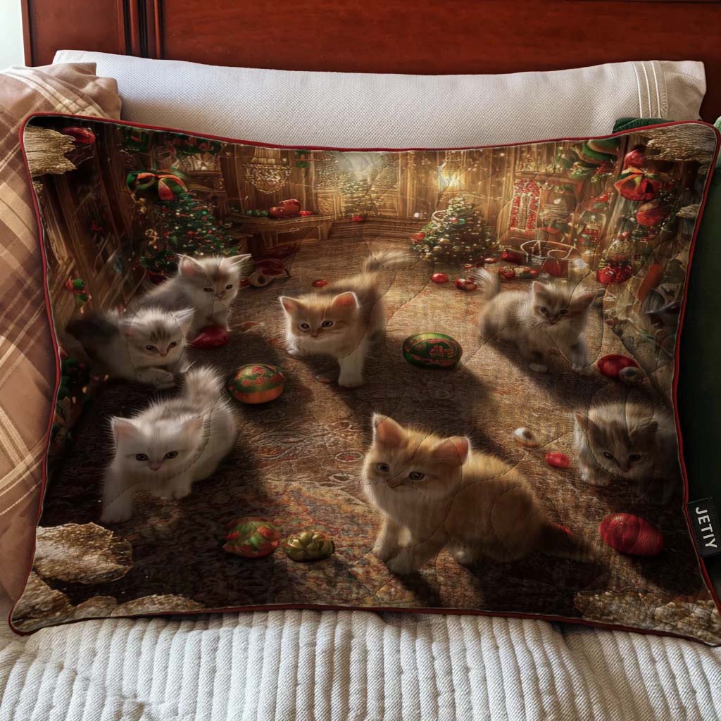 Adorable Cat Quilted Pillow Case