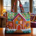 Sweet Gingerbread House Quilted Tote Bag