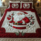 Merry Hearthside Father Christmas Quilted Bedding Set