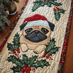 Adorable Pug Quilted Table Runner