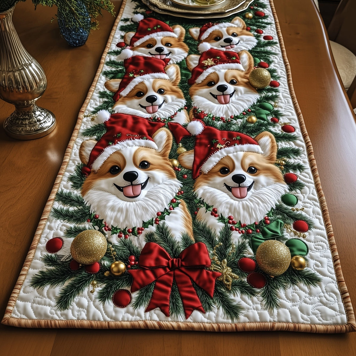 Adorable Corgi Quilted Table Runner