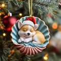 Joyful Christmas Corgi Mica Ornament