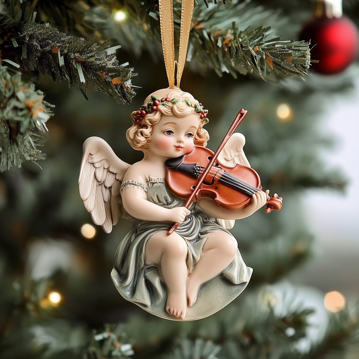 Seraphic Christmas Angel Mica Ornament