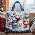 Holiday Meow Quilted Tote Bag