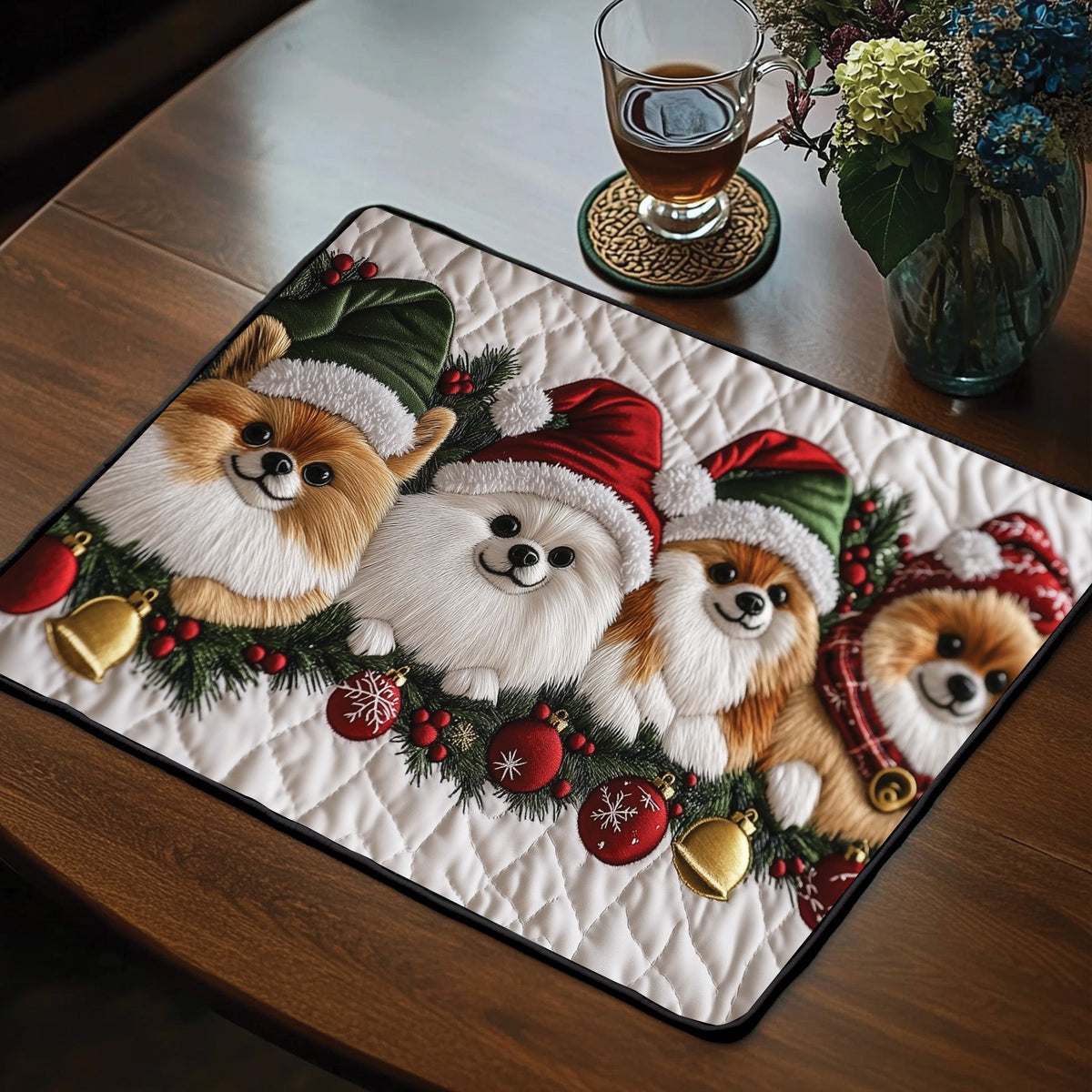 Jolly Pomeranian Quilted Place Mat