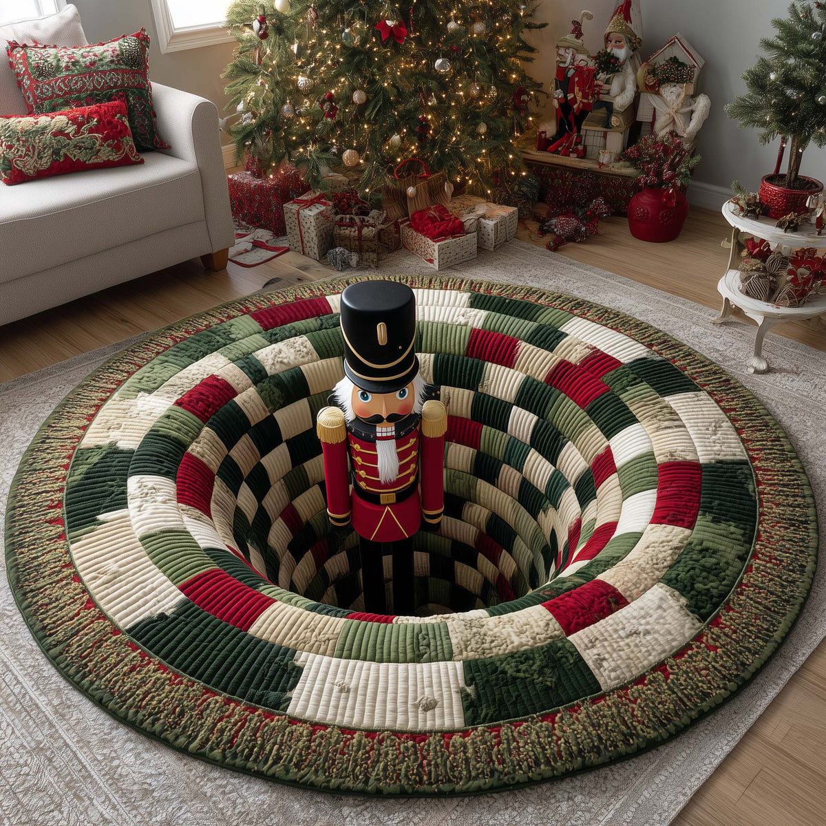 Playful Holiday Guardian Quilted Round Mat