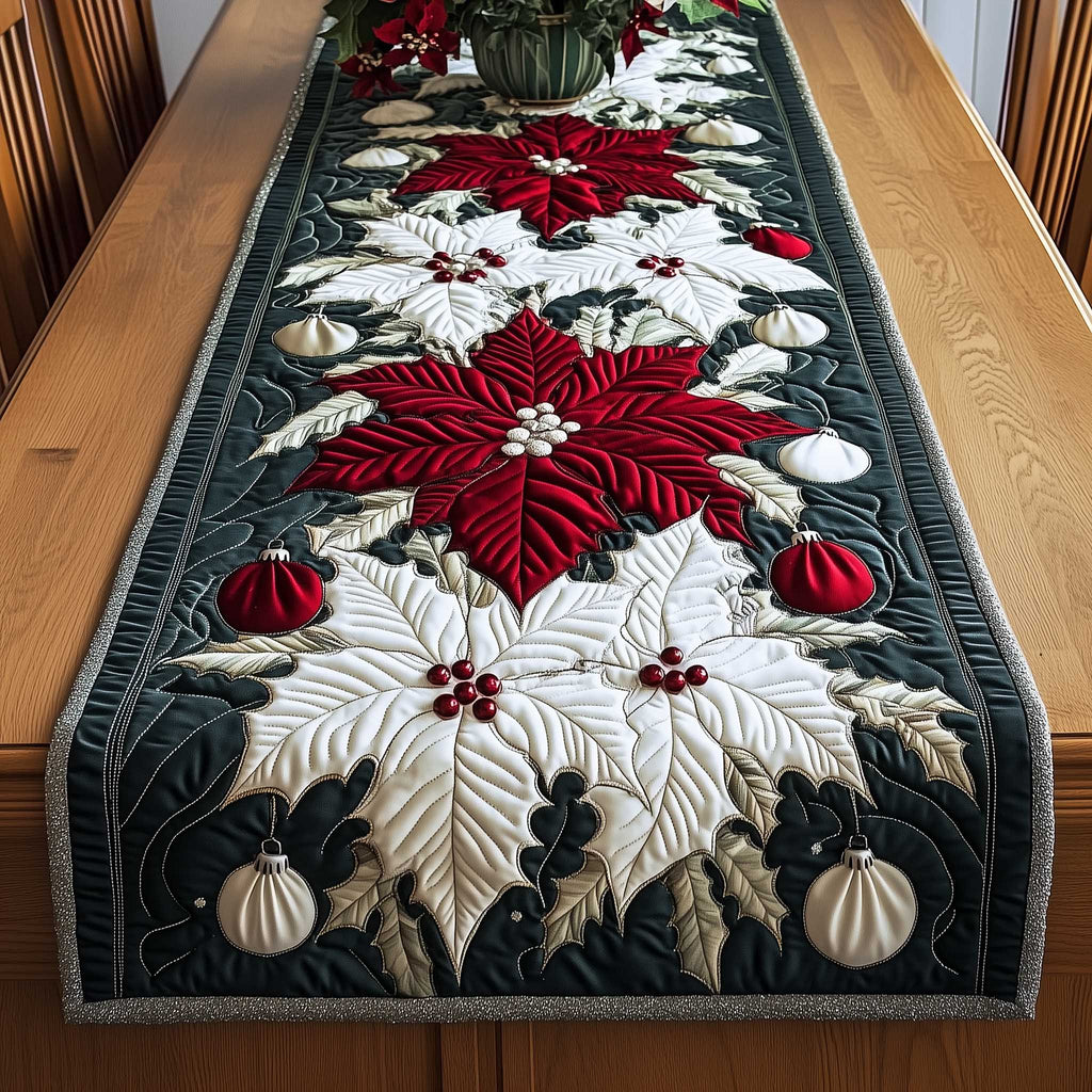 Holiday Petal Quilted Table Runner