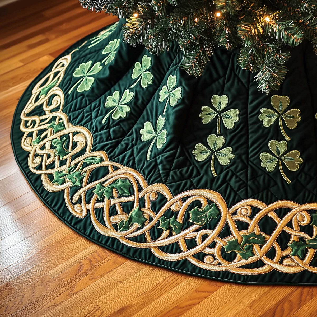 Irish Shamrock Quilted Tree Skirt