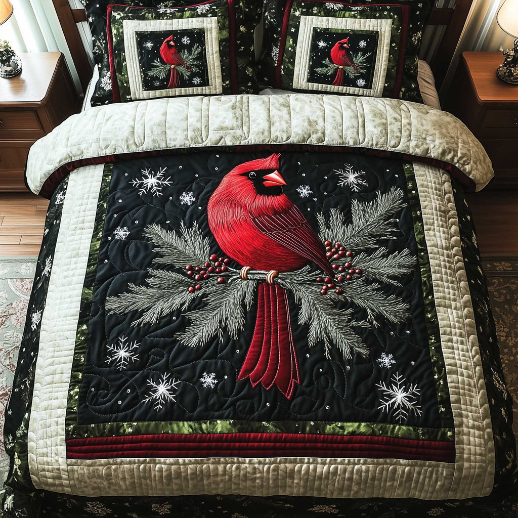 Scarlet Songbird Perch Duvet Cover Set
