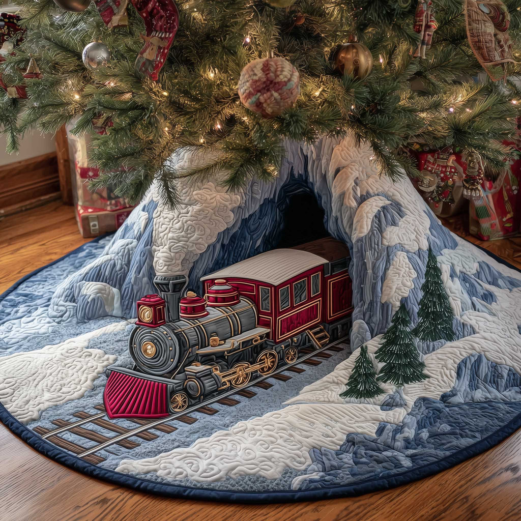 Festive Holiday Express Quilted Tree Skirt