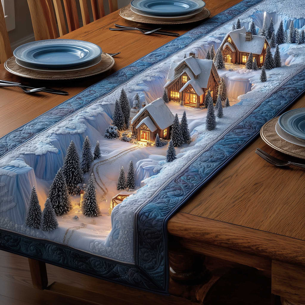 Holiday Townscape Quilted Table Runner