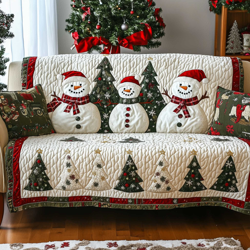 Holiday Glow Tree Quilted Sofa Cover
