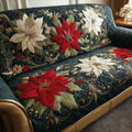Holiday Glow Poinsettia Elegance Quilted Sofa Cover