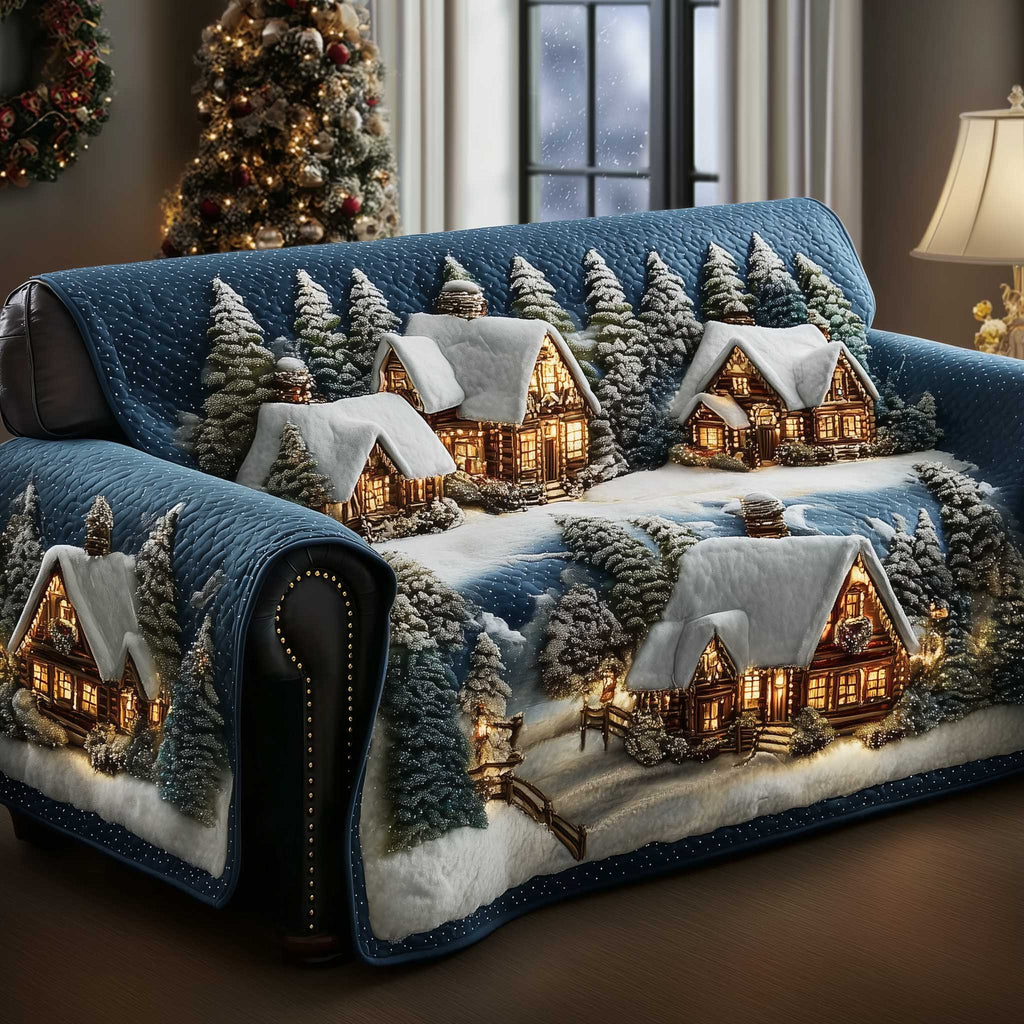 Frosted Townscape Quilted Sofa Cover