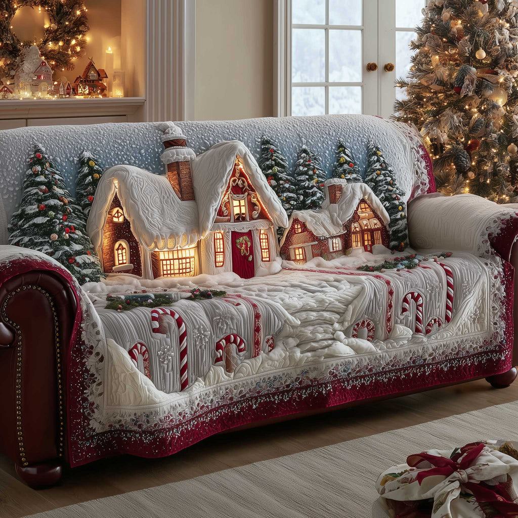 Cozy Christmas Wonderland Quilted Sofa Cover