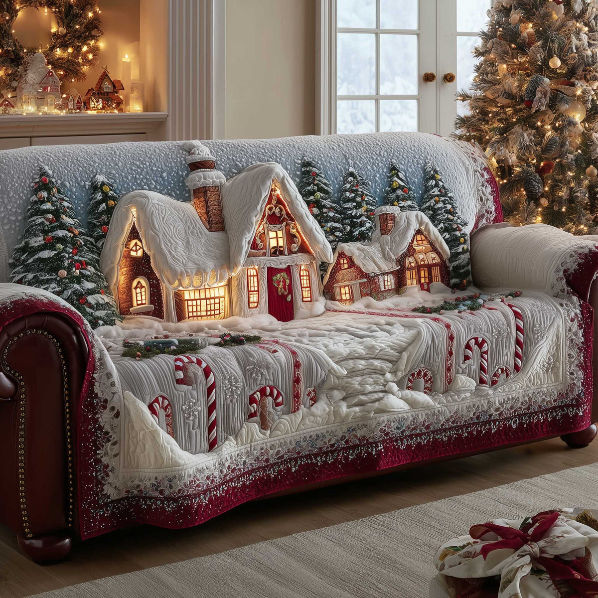 Cozy Christmas Wonderland Quilted Sofa Cover